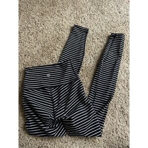 Lululemon Wunder Under Leggings High Rise Black And White Strips Size 0